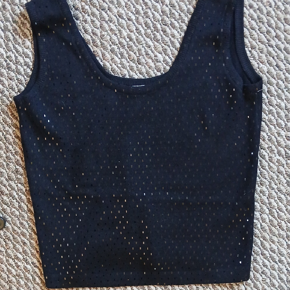 St. John Black Sleeveless Sequin Tank Top - Picture 6 of 6